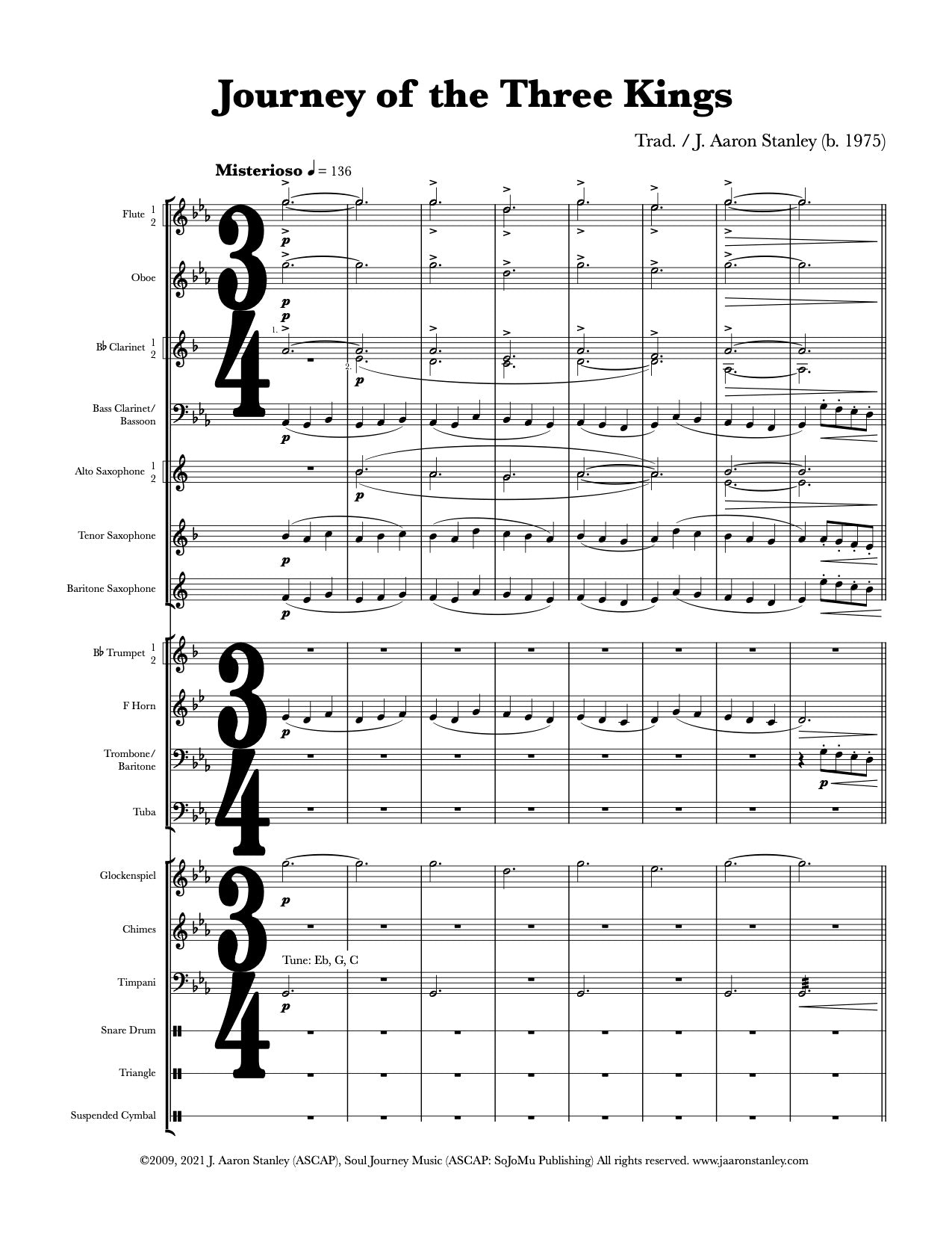 Journey of the Three Kings for Young Band (Grade 1.5)