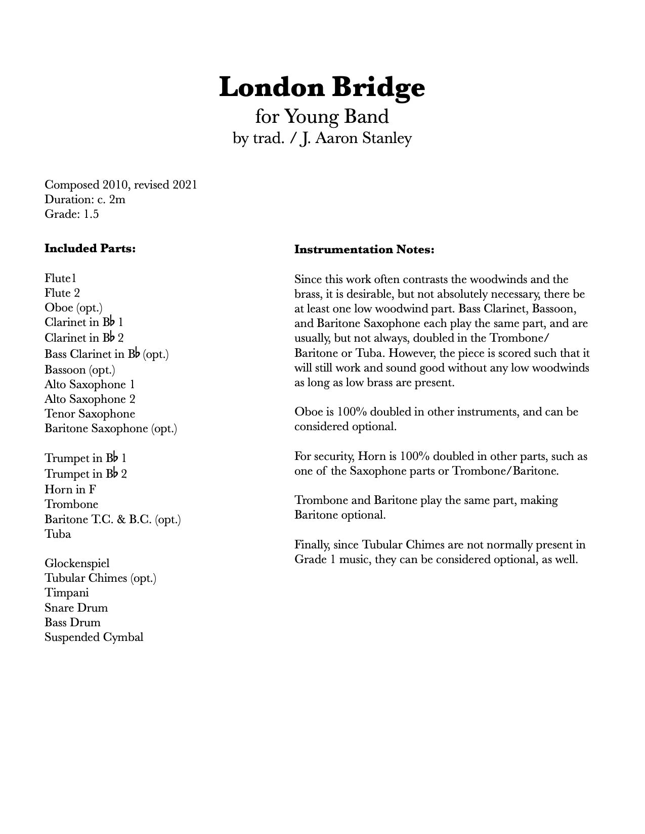 London Bridge for Young Band (Grade 1.5)